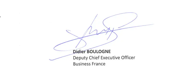 Signature of Didier Boulogne, Deputy Chief Executive Officer of Business France