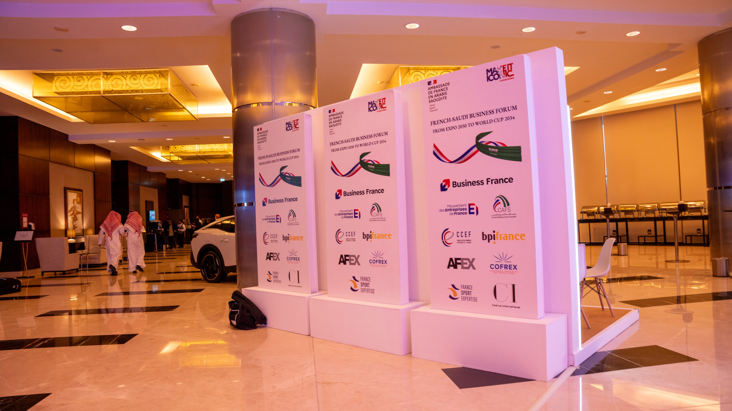 The run of French booths on the exhibition floor of the Forum