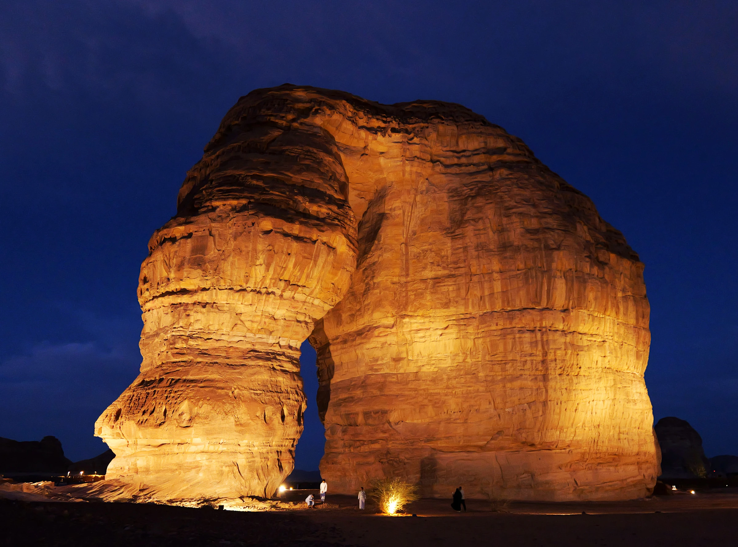 Elephant Rock in AlUla at night