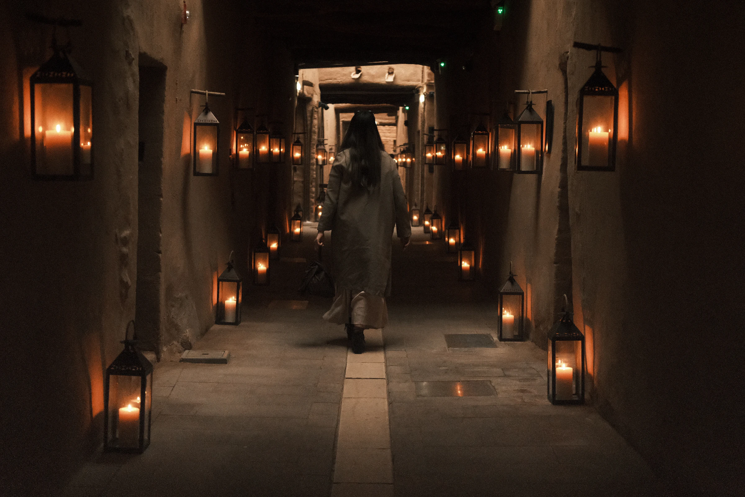 A lantern-lit passage in Diriyah