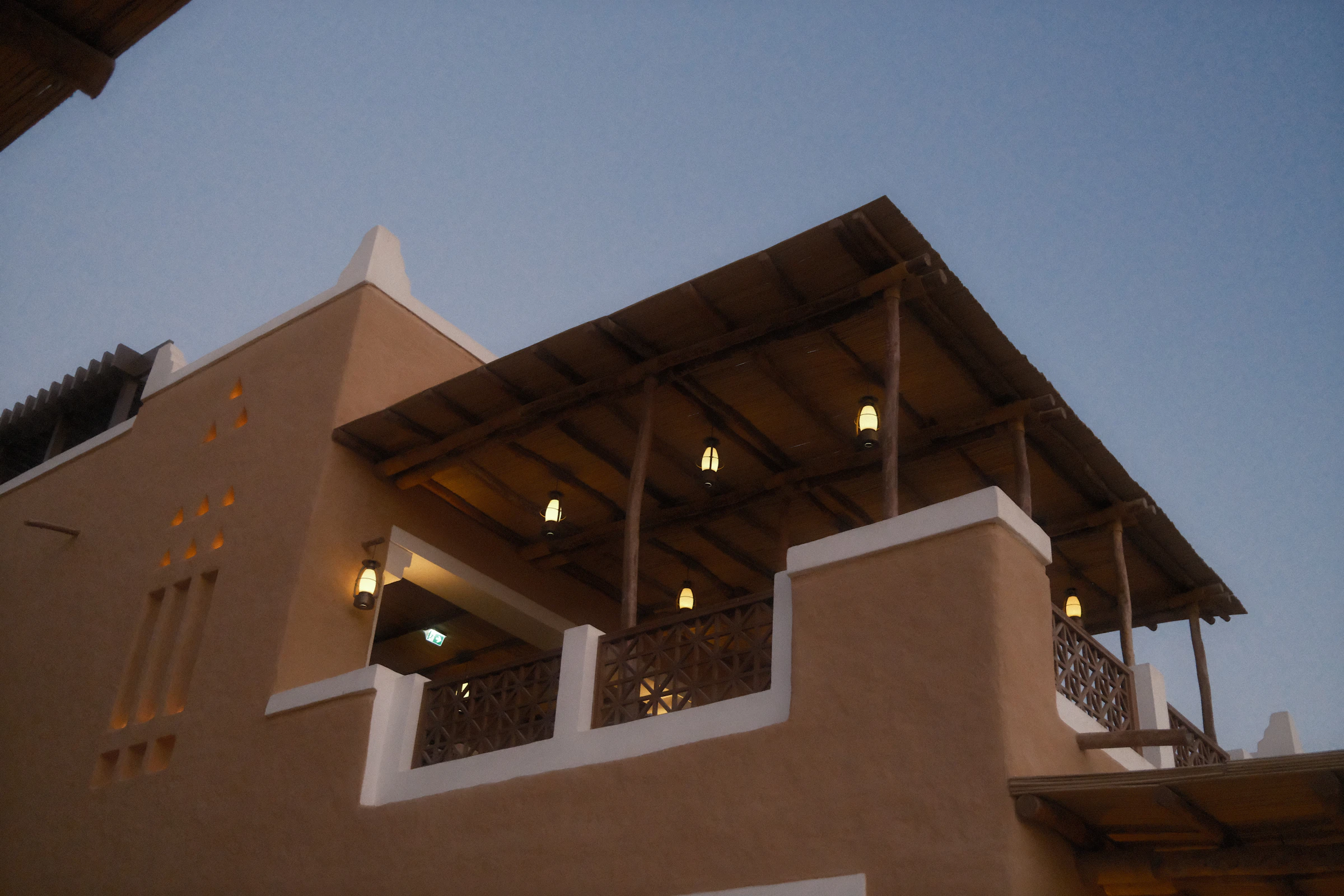 A Najdi house in Diriyah at dusk