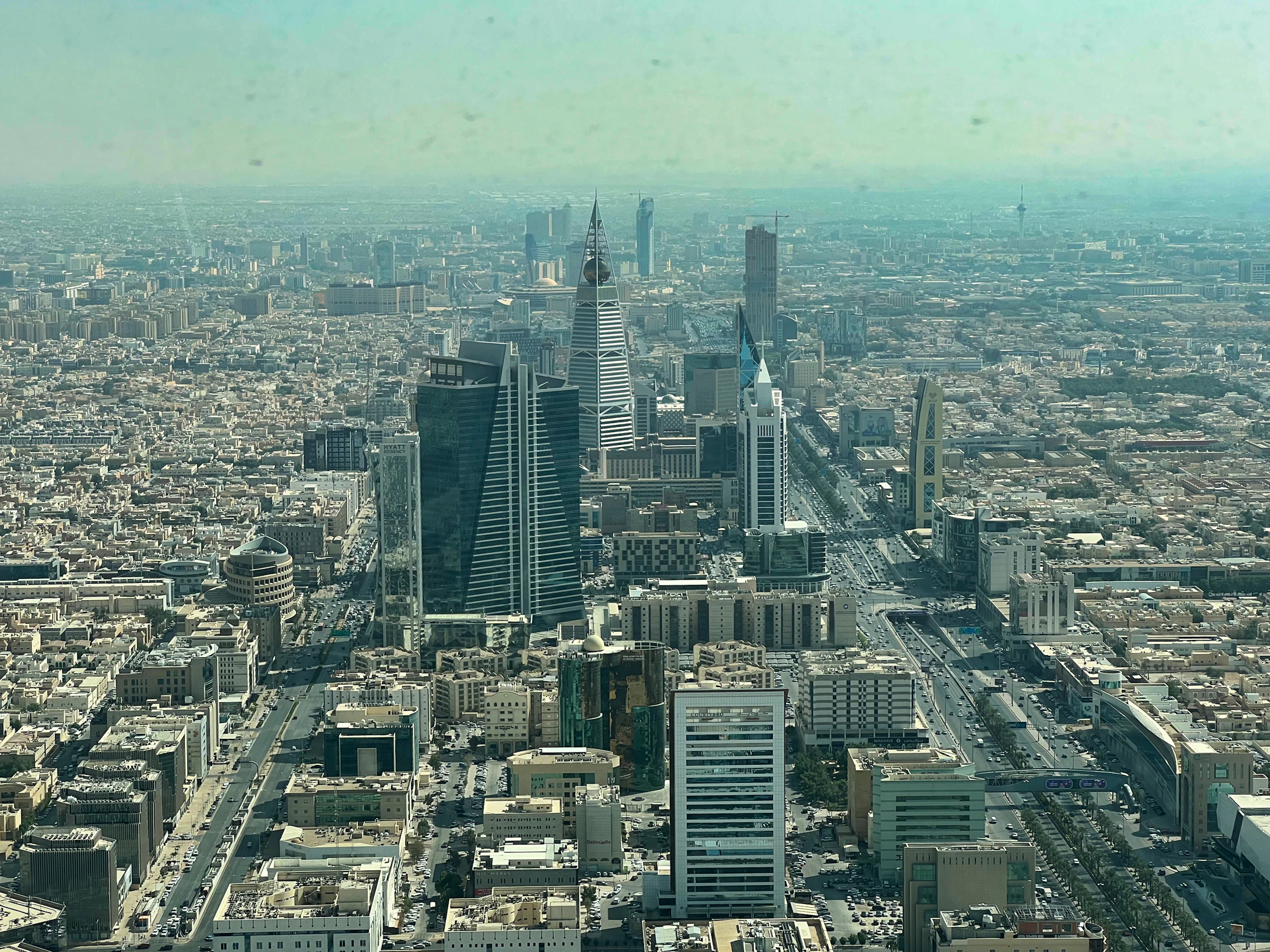 Aerial view of the Riyadh skyline by day