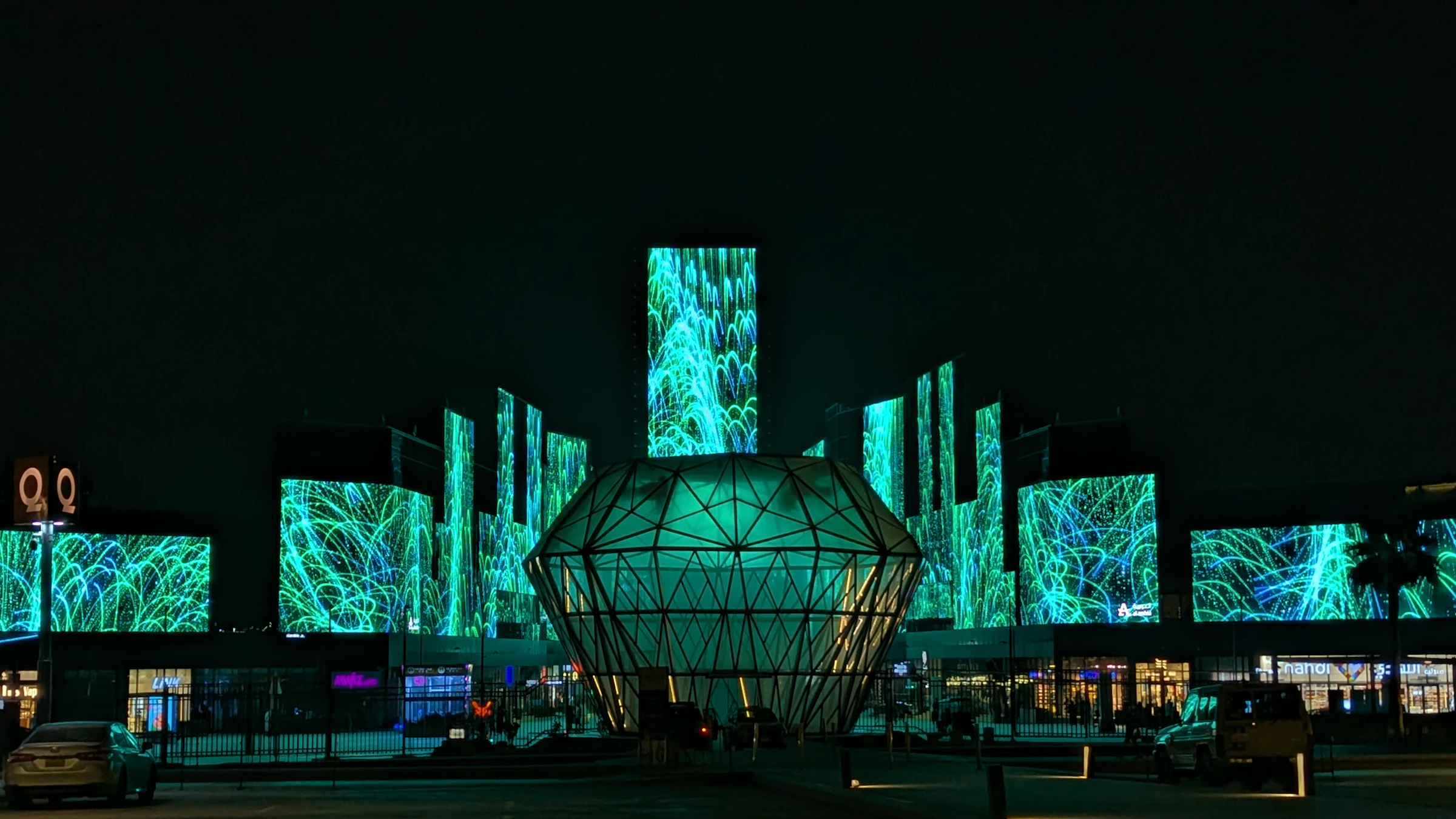 The towers of Riyadh lit in green for Saudi National Day
